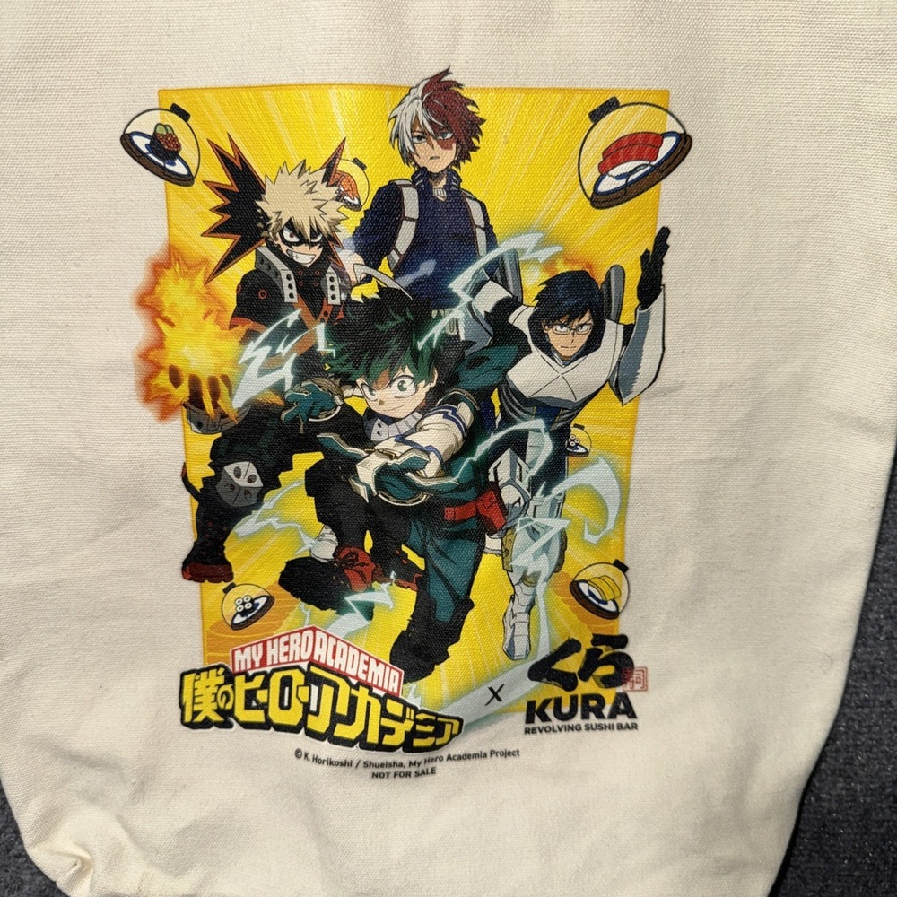 My Hero Academia Kura Sushi Tote Bag Canvas Anime Deku Bakugo Todoroki Promo - Picture 3 of 7